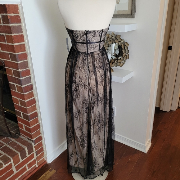 Lulu's Amorous Attitude Black Lace Bustier Strapless Maxi Dress Small - Picture 5 of 10